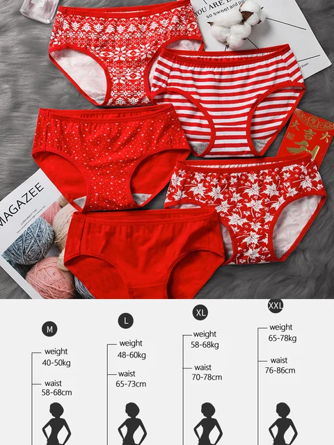 4PCS/Set Women's Panties Luck Red Panty Seamless Underwear Cute
