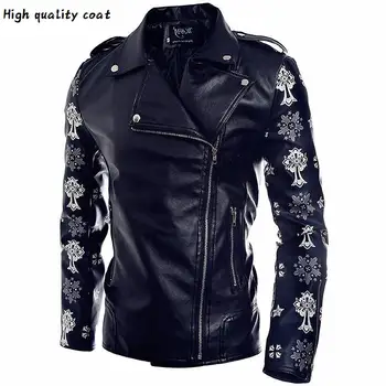 

Quality High New Spring Fashion Leather Jackets Men Coats Men's Leather Jacket Brand Motorcycle Leather Jackets Skull Size M-xxl