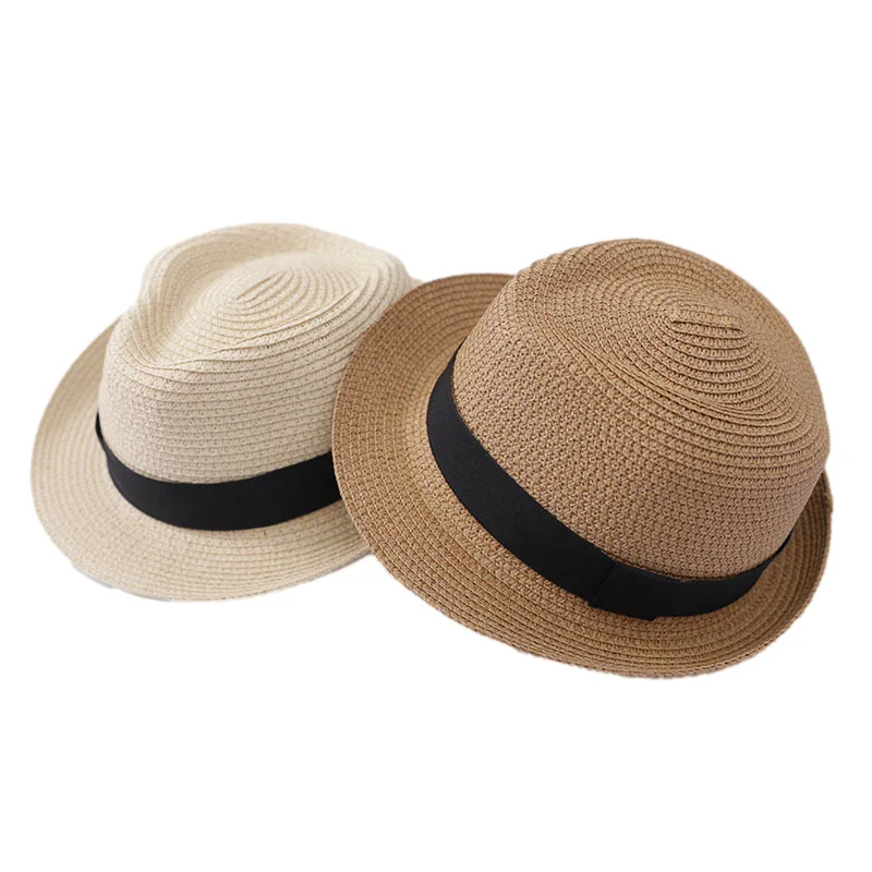 Summer Kids Hat Breathable Panama Jazz Parent-Child Hats Children Adult Outdoor Beach Sun Cap Babies Boys Girls Straw Hat 2-8Y