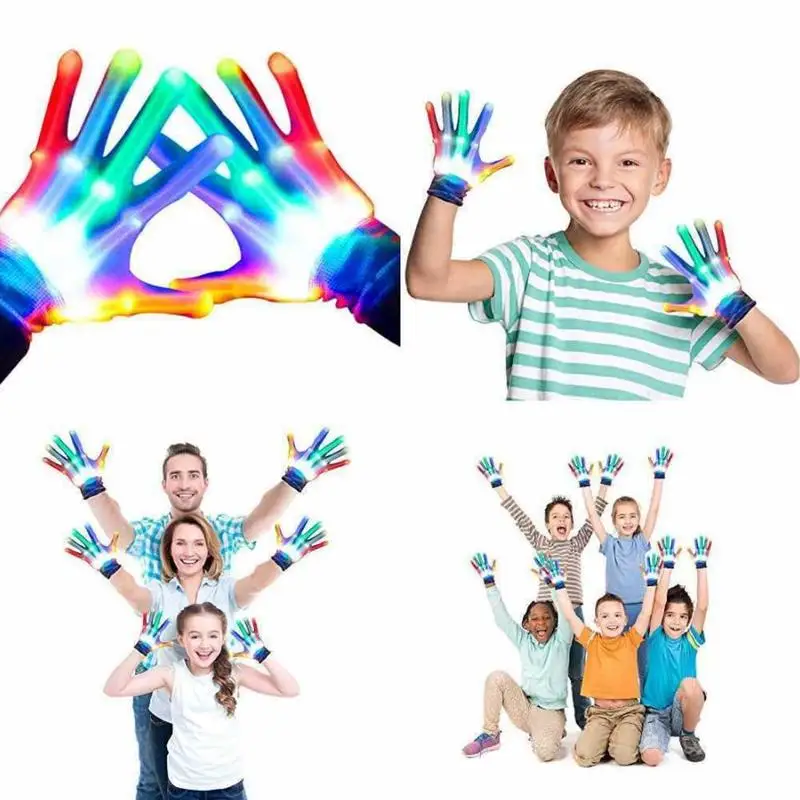 

LED Luminous Gloves Toy Rainbow Fluorescent Dance Performance Flash Props Party Light Stage Holiday Prop Kids Toys