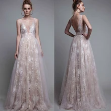 Потрясающее Вечернее платье с v-образным вырезом и открытой спиной