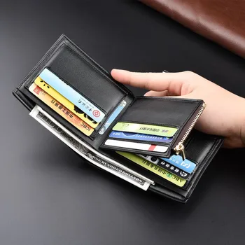 

2020 Leather Men Wallets New portafoglio uomo Zipper Short Desigh Card Holder Male Purse Casual Coin Holder Men Wallets carteras