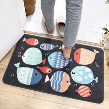 Нескользящий прочный коврик для двери с мультяшными рыбками, открытый входной коврик для спальни, ванной, кухни, декоративный внутренний ковер, напольный коврик