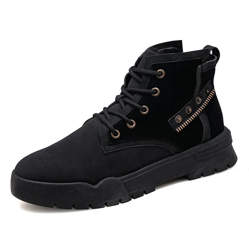 

Winter Martin Boots Men Workwear Combat Boots plus Velvet Warm Cotton-padded Shoes Outdoor Men's Boots Hight-top Versatile Snowf