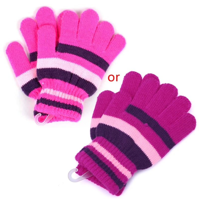 Детские Волшебные эластичные варежки для девочек и мальчиков, вязаные перчатки, зимние теплые, новинка 19QF - Цвет: hot pink