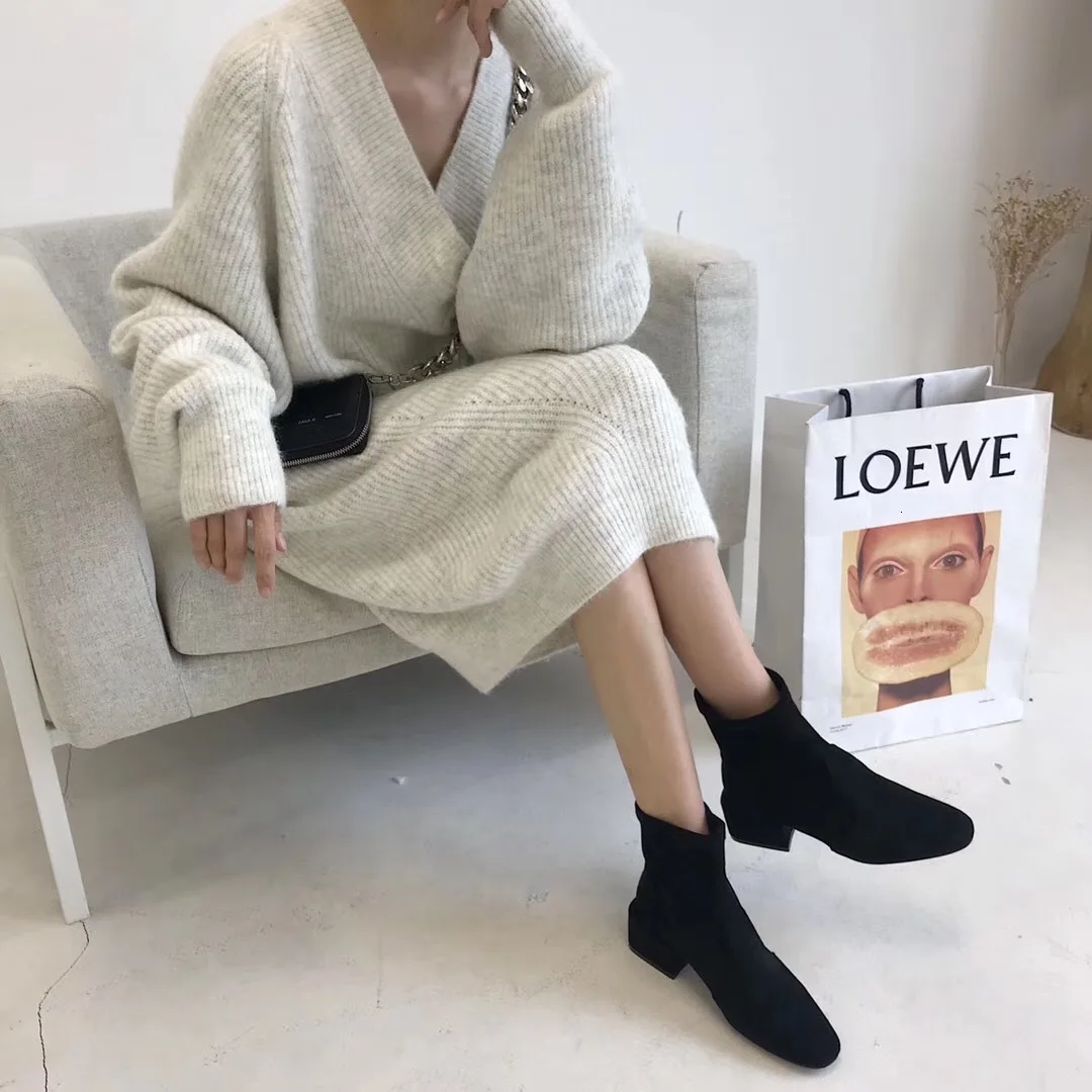 Price 2019 Autumn Winter Faux Leather Boots Korean Style Elegant Suede Leather Boots Black Brown