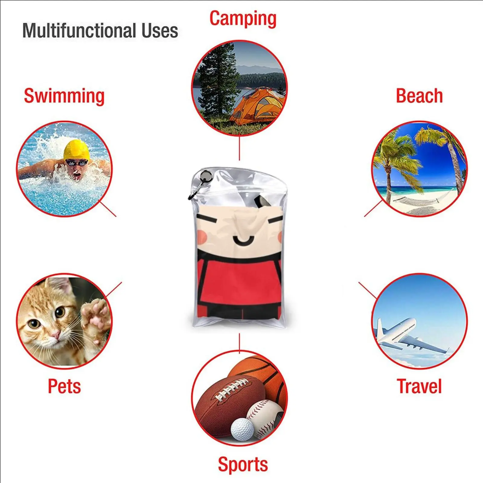 Cute Pucca Quick Dry Towel Gym Sports Bath Portable Idea Heartbeat Cycling Training Athletes Frequency Running Swimming
