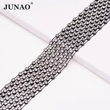 JUNAO 1 ярд 30 мм шитье черный цвет стекло стразы цепь окантовка