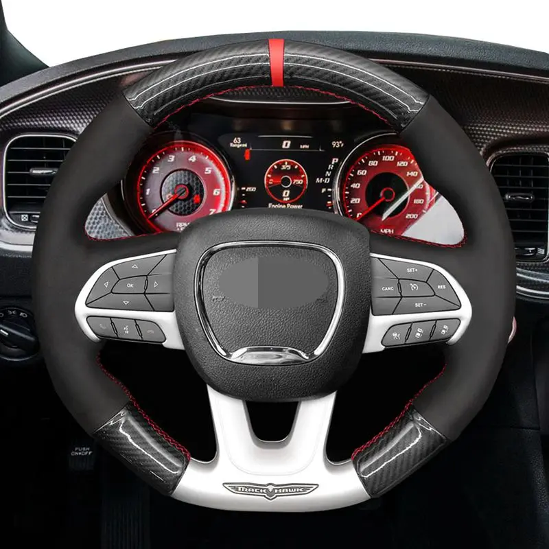 

Замшевая черная накладка на руль из углеродного волокна для Dodge (SRT) Challenger Dodge Charger 2015-2021 Dodge Durango