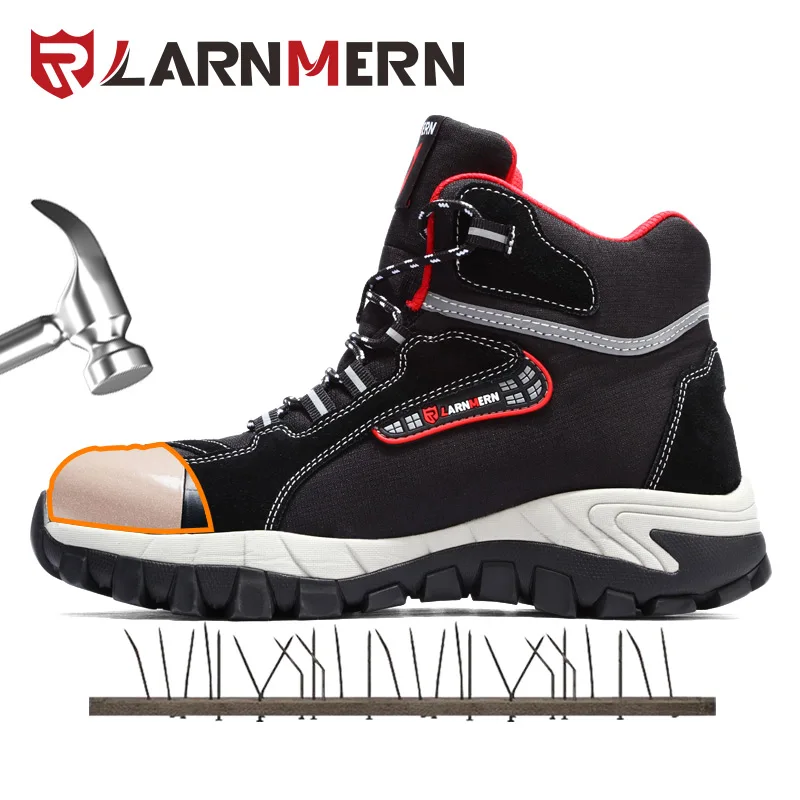 

LARNMERN Mens Work Shoes Steel Toe Safety Shoes Comfortable Lightweight Anti-smashing Non-slip Construction Protective Footwear