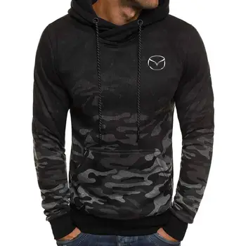 

Classic Camouflage Gradient England Style Autumn Winter Men Warm Hoodies Thicken Sportswear Mazda Car LOGO Tops Fast delivery