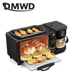 DMWD бытовой электрический 3 в 1 машина для приготовления завтрака Универсальный мини капельного кофе maker хлеб, пицца печь сковорода тостер