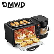 Dmwd 3 em 1 café da manhã que faz a máquina multifunções mini máquina de café por gotejamento pão pizza forno frigideira torradeira máquina café da manhã