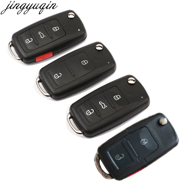 Jingyuqin 2/3/4 Button Flip Folding Remote Car Key Shell Case Fob For VW polo passat b5 B6 Tiguan Golf 4 5 Seat Skoda