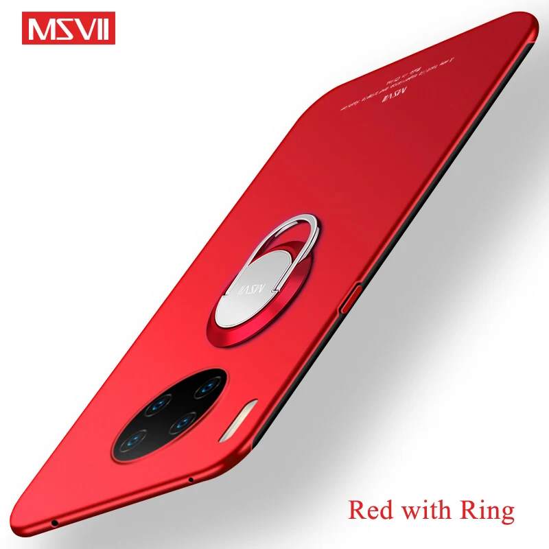 Red With Ring Mate 30 Чехол MSVII матовый чехол для huawei mate 30 Pro чехол mate 30 Lite Жесткий PC чехол для huawei mate 20 Pro Lite X чехол для телефона s - Цвет: Red With Ring
