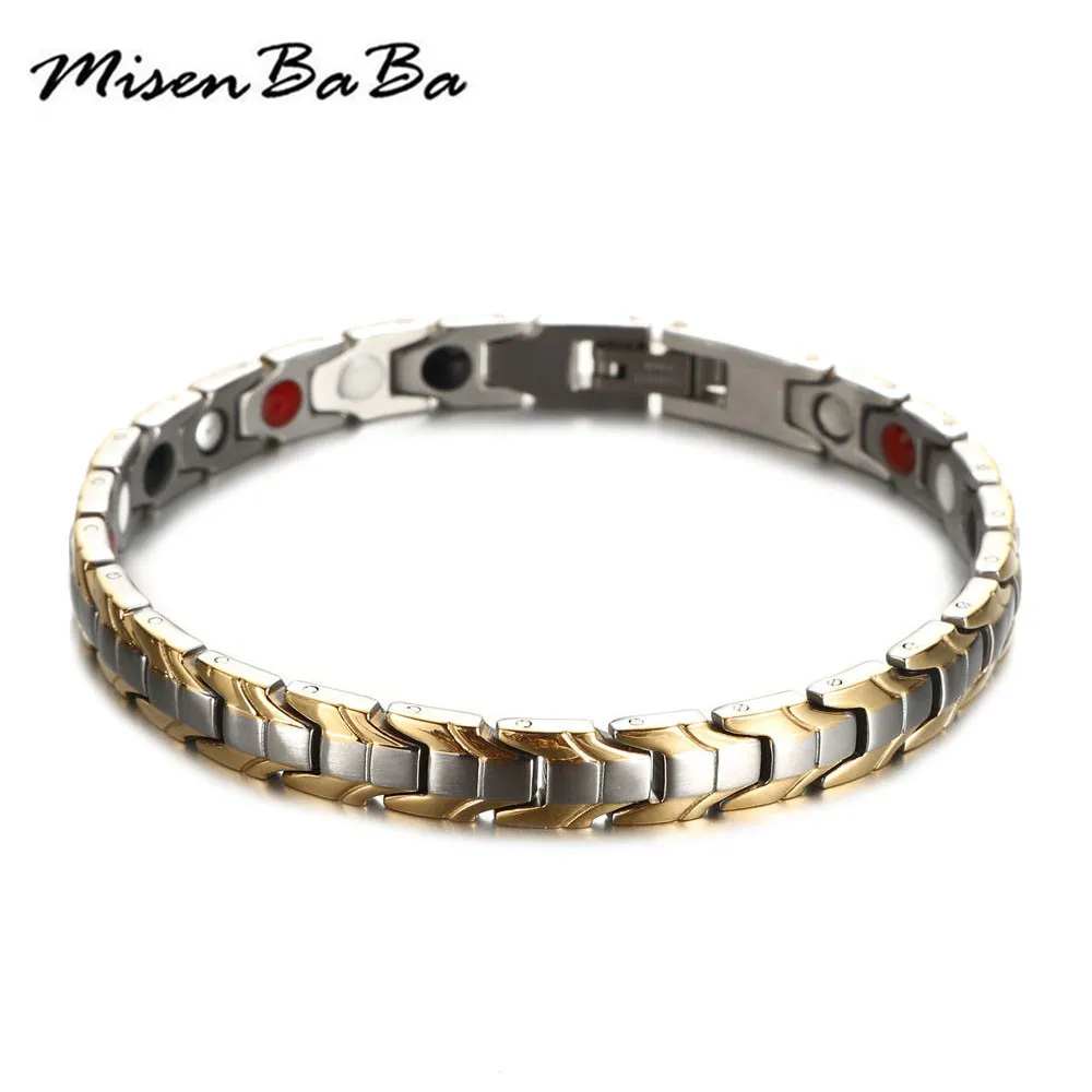 Здоровье Уход германий магнитный браслет для женщин мужчин артрит и карпальный туннель из нержавеющей стали питания оздоровительный браслет