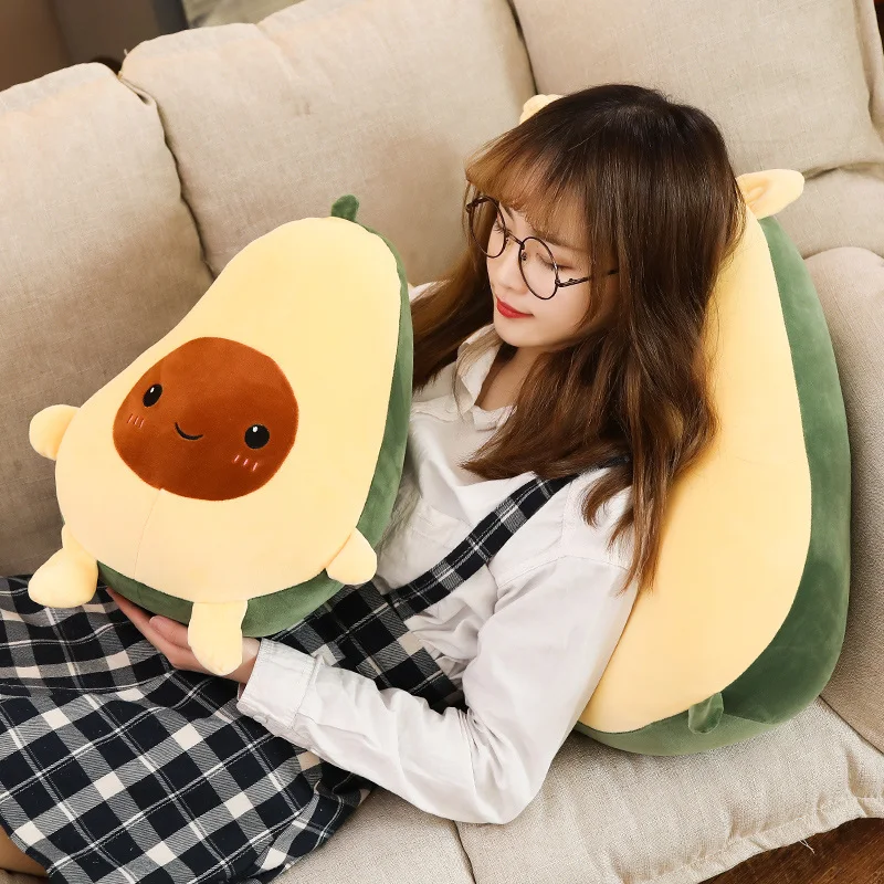 Plush Avocado Toy Figured Cartoon Fruit Doll Squishy Soft Stuffed Green Family Avocados Plushie Decor Kids Gift