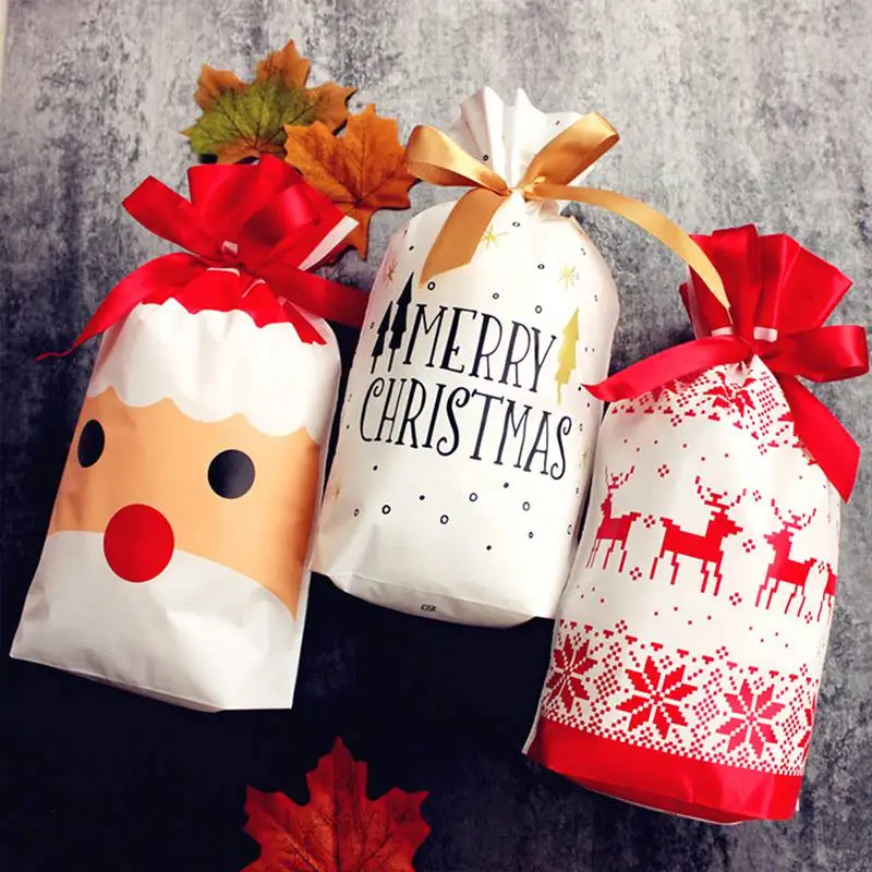 Christmas Gift Bags Plastic Xmas Tree Deer Candy Bag Wedding Party Decorations christmas gift bags gift bags