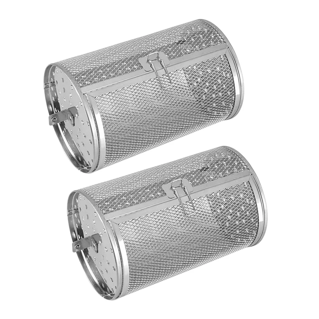 2x Stainless Steel Oven Basket Coffee Beans Baking BBQ Roaster Drum Kitchen