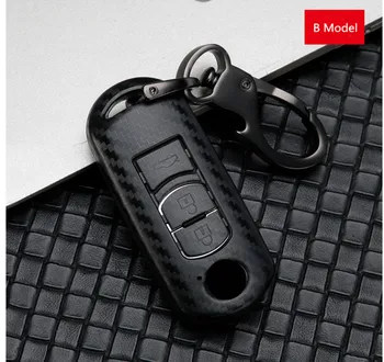 

Carbon Fiber Matte Car Key Case Cover hodler For Mazda 2 3 6 Axela Atenza CX-5 CX5 CX-7 CX-9 2014~17 Auto Key Shell keyring