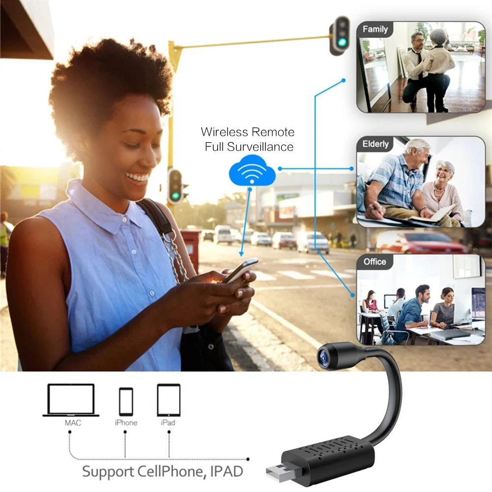 Mini Câmera ip sem Fio com Detecção de Movimento Vigilância em Tempo Real Gravação de Vídeo Loop Câmera Secreta Wi-fi Usb hd 1080p Casa Inteligente - Image 5
