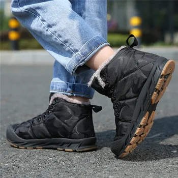 

Children's Snow Boots 2020 autumn and winter outdoor camouflage plus cotton padded boot waterproof middle-aged kid's cotton shoe