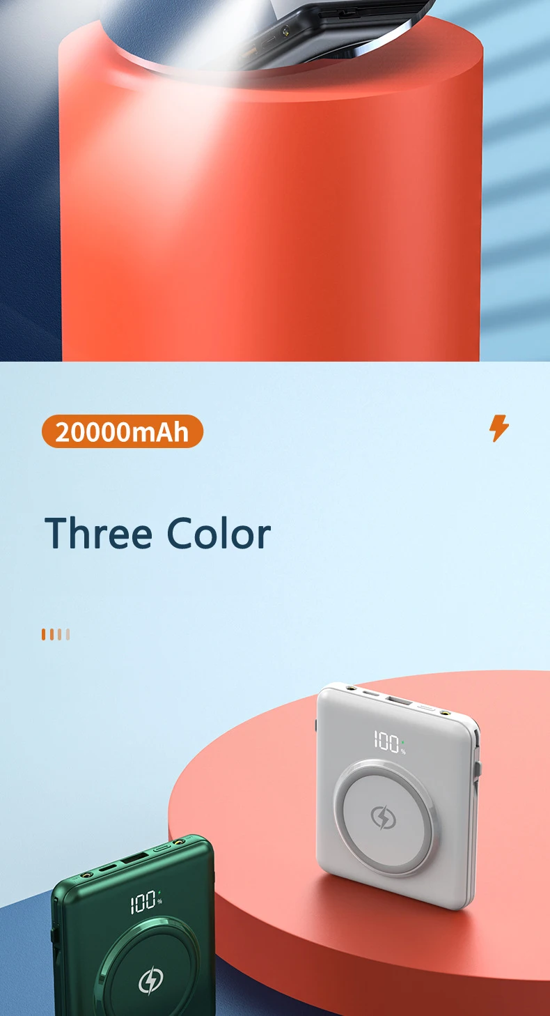 usb power bank 15W Fast Qi Wireless Charging Power Bank 20000mAh 100000mAh Poverbank Built in Cable Powerbank for iPhone 12 11 Xiaomi Poverbank power bank 50000mah