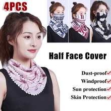 1/4PCS New Chiffon Neck Scarf Face Wraps Sunscreen Neckerchief Floral Bandana Head Scarves Bandana Outdoor Sport Hair Band 2021