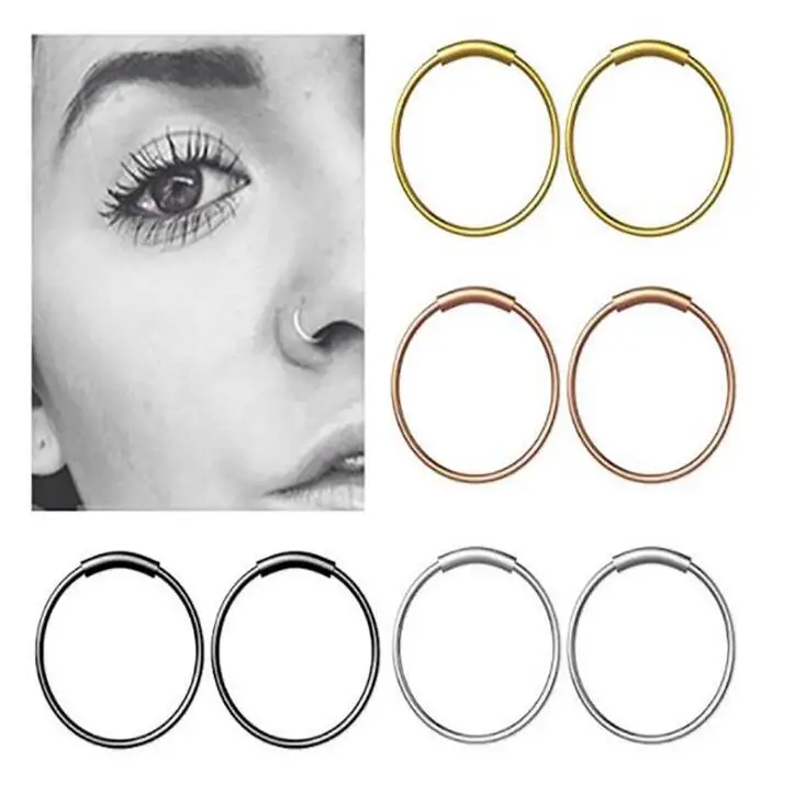 1pc 22g 6/8/10mm Steel Hinged Clicker circle ring Piercing Nose Ring Hoop Lip Ear Body Jewelry Clip Gift | Украшения и аксессуары