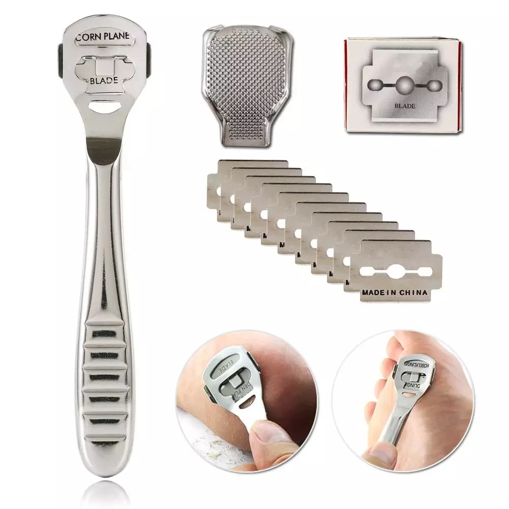 

New Stainless Steel Foot Skin Shaver Corn Cuticle Cutter Remover Rasp Pedicure File Foot Callus 10 Blades Foot Care Tool