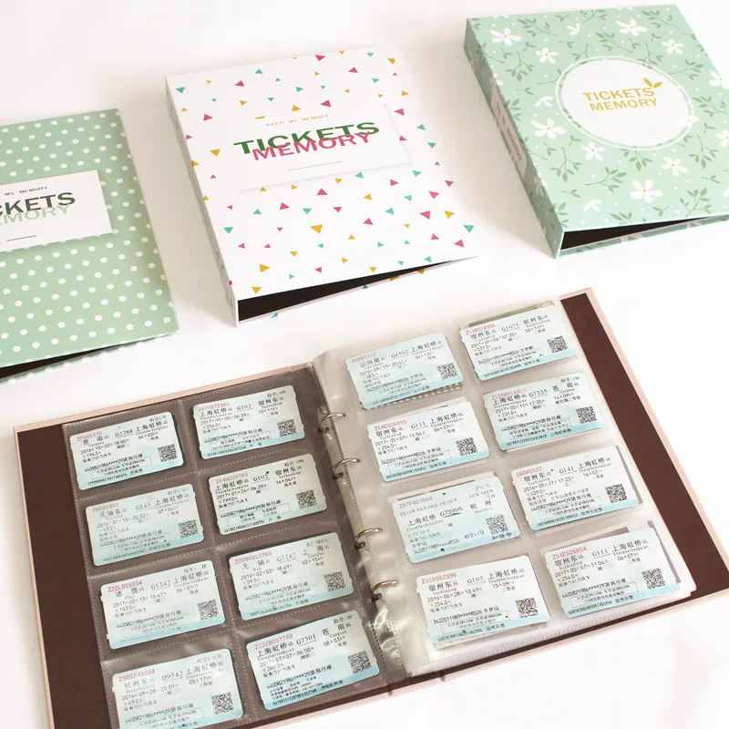 

Railway Airplane Movie Ticket Bill Collection LooseLeaf Insert Photo Album Paper Cover Waterproof PP Inner Sheet Large-capacity