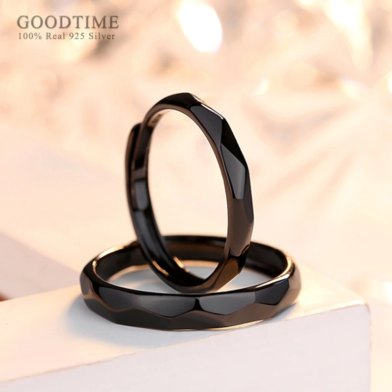Noble Lover's Rings Real 925 Sterling Silver Rings Black Gold Color Sterling Silver Ring Couple Rings Jewelry Accessories Gift 3