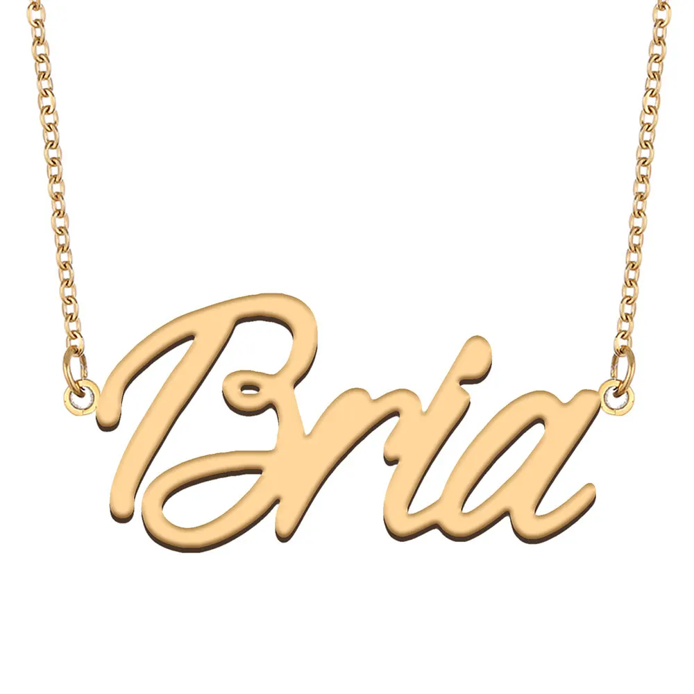 

Bria Nameplate Necklace for Women Personalized Stainless Steel Jewelry Gold Plated Name Pendant Femme Mothers Girlfriend Gift