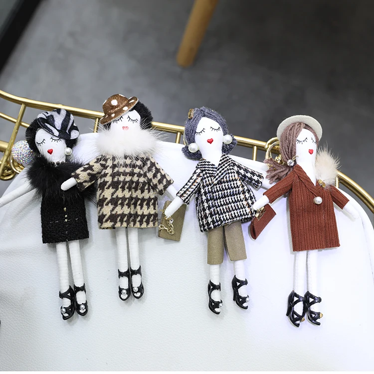 

Korean style women's fur bag pendant high-end exquisite little girl doll pendant fashion accessories