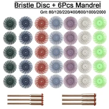 

35Pcs Dremel Accessories Radial Bristle Abrasive Brush Polishing Buffing Wheel Mixed Grit with 6pcs Mandrel For Rotary Tools