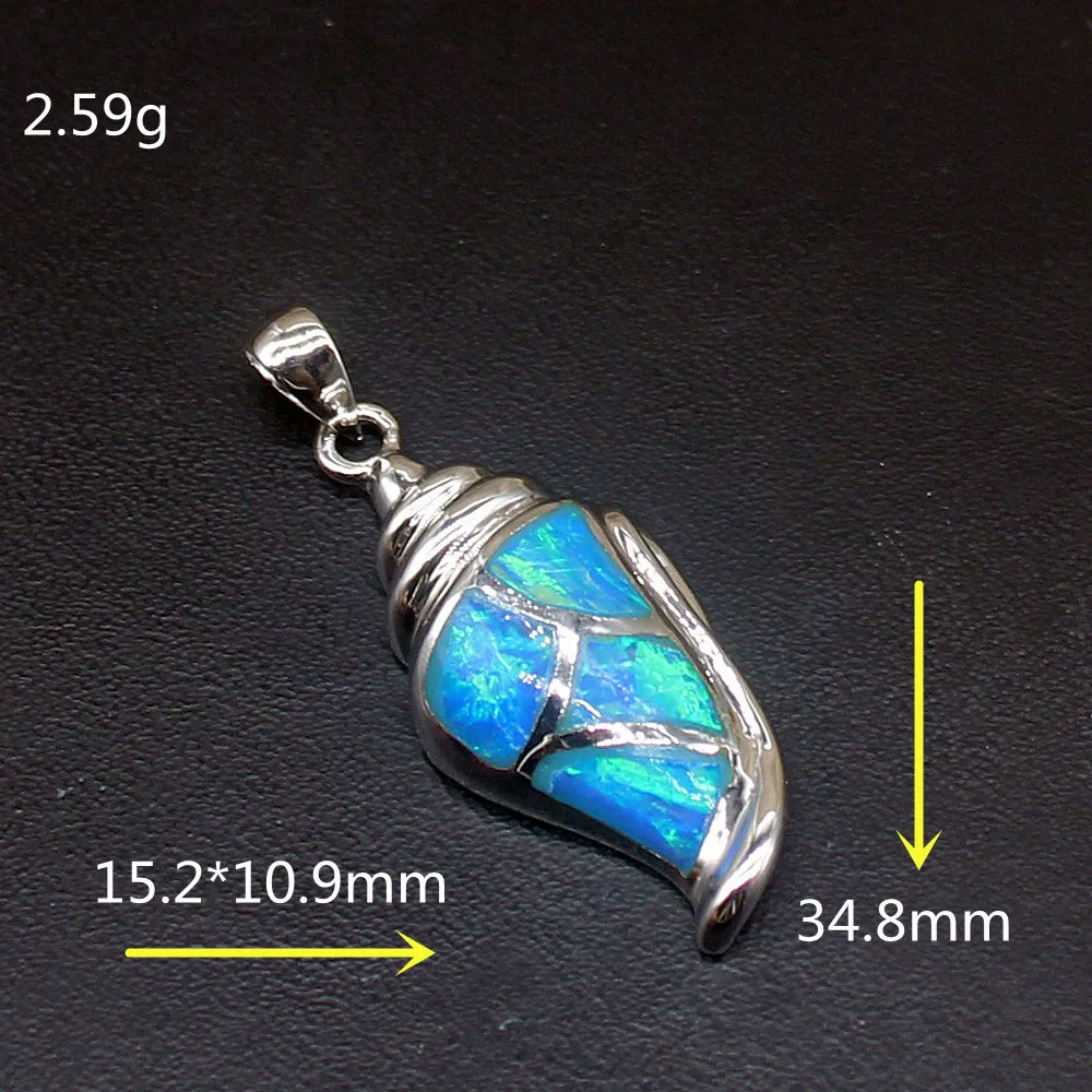 Gemstonefactory Jewelry Big Promotion 925 Silver Special Blue Opal Conch Shape Women Ladies Gifts Necklace Pendant 20214528