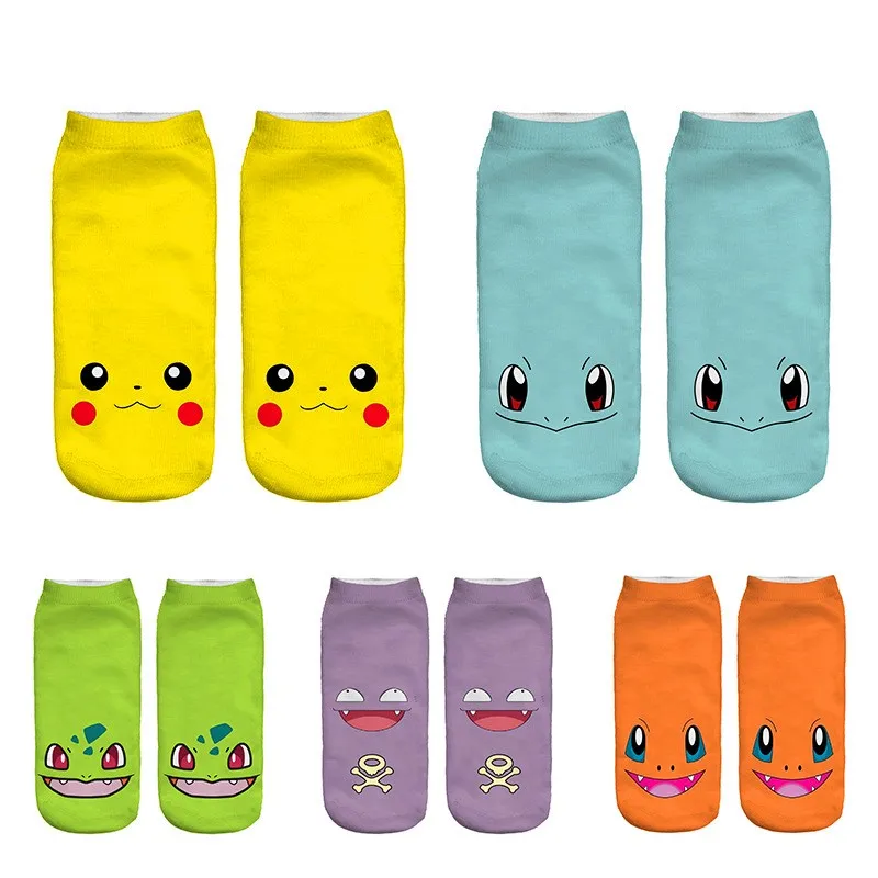Hot Pokemon Pikachu Game Cotton Socks Go Squirtle Charmander Bulbasaur Anime Cosplay Men Women Christmas Gift Funny Sock | Игрушки и