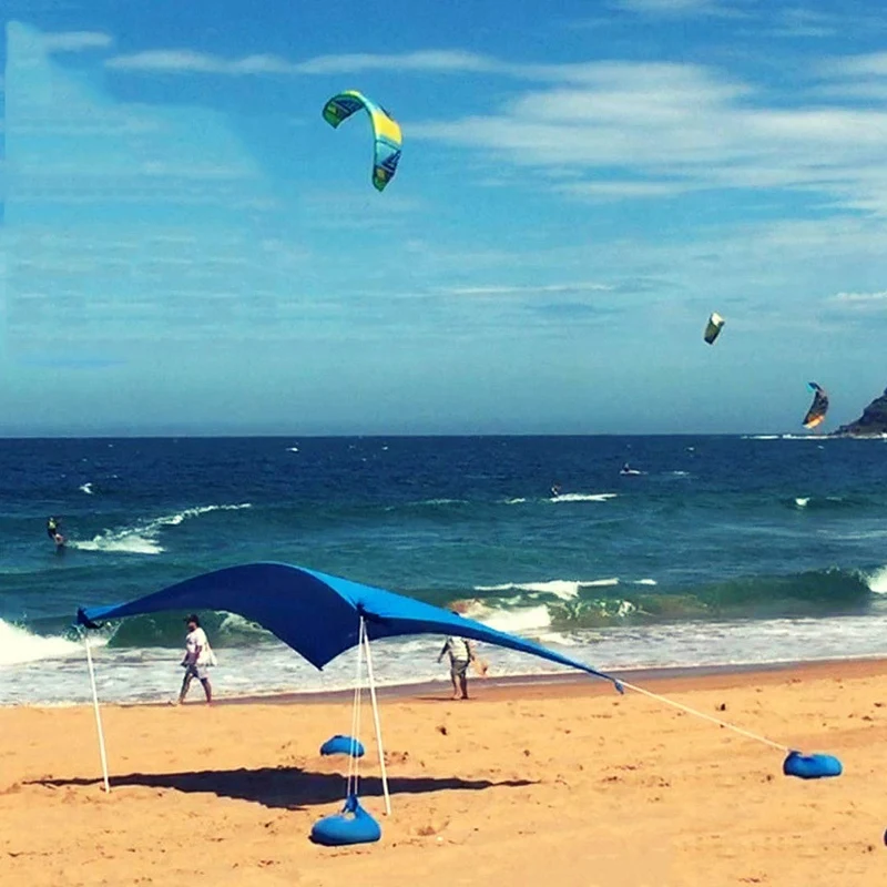 210x210 см Открытый Пляж Кале навес тент Кемпинг Прохладный Солнцезащитный УФ навес Портативный Кемпинг Рыбалка Палатка-синий