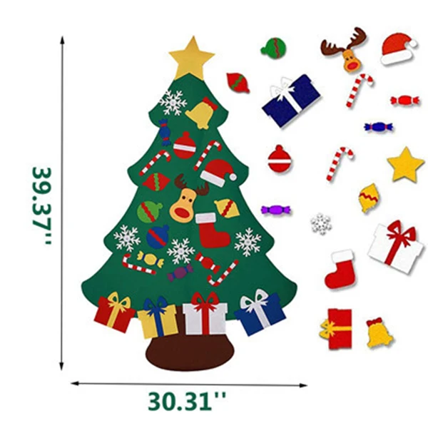 DIY войлочная Рождественская елка, новогодние подарки, детские игрушки, искусственное дерево, настенные подвесные украшения, Рождественское украшение для дома