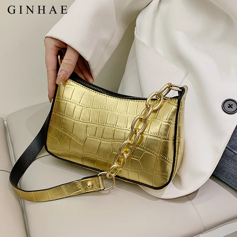 Модная женская сумка из лакированной кожи с узором под кожу аллигатора сумочка в