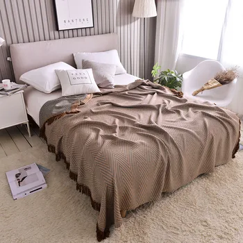 

bamboo cotton blanket muslin gauze tassels bed cover jacquard towel quilt blankets for sofa Nordic bedspread throw