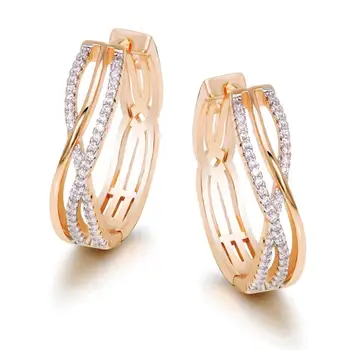 

MxGxFam Curve Line Mirco Zircon Big Hoop Earrings For Elegant Women Girl 18 k Mix Gold Color Fashion Jewelry Top Quality