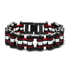 Панк из нержавеющей стали, красный мотоциклетный браслет-цепочка, Мужская велосипедная цепь, черные большие браслеты и браслеты, байкерские ювелирные изделия, подарок