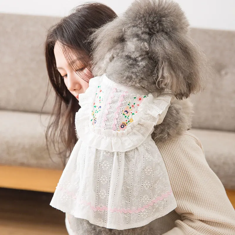 Little Daisy Princess Dog Dresses Cute Cotton Puppy Clothes for Small Dogs Girl Thin Breathable Dog Skirts Floral Cat Costume