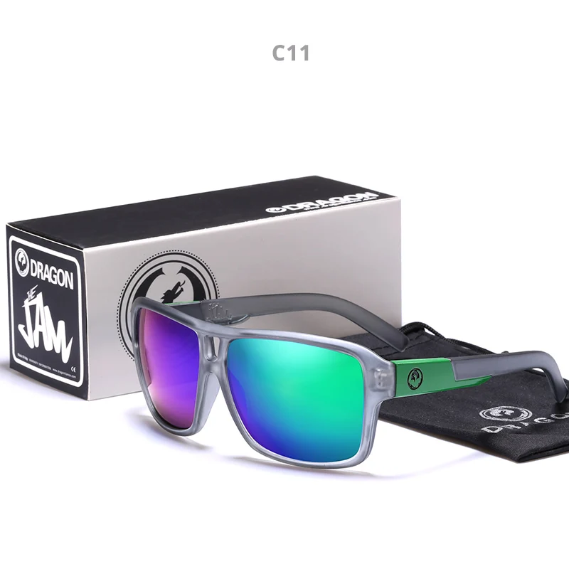 Зеркальные линзы для мужчин дракон фирменный дизайн вождения Рыбалка солнцезащитные очки Квадратные очки для мужчин UV400 летние оттенки очки - Цвет линз: C11