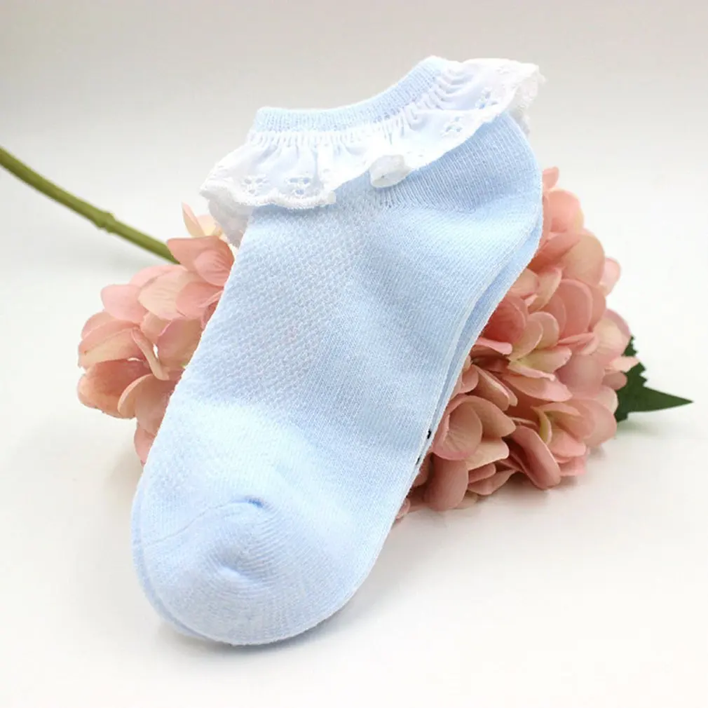 Blue 0-1cm Детские хлопковые носки, осенне-зимние детские Нескользящие носки принцессы, удобные детские части - Цвет: Blue 0-1cm