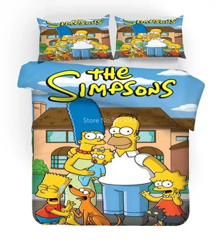 

The Simpsons Family Printed Bedding Set Cartoon 3d Springfield Town Simpson Duvet Cover Set Pillowcase Twin Full Queen King Size
