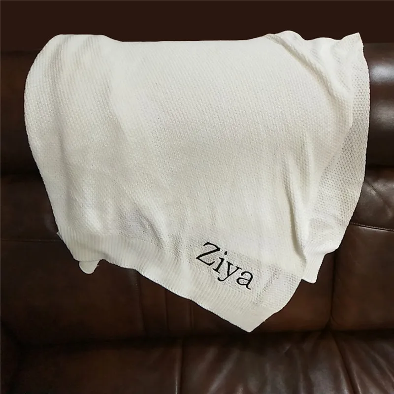 Stroller Blanket Crochet Baby Bedding Name Swaddle-Wrap Infant Cotton Crib-Bed