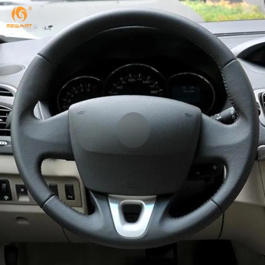Оплетка рулевого колеса MEWANT из черной искусственной кожи для Renault Fluence ZE 2009 2016 Kangoo