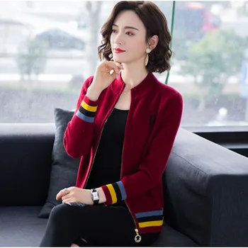

2020 Spring Women Knitted Cardigans With Zipper Causual Long Sleeve Female Cardigan Sweaters Ladies Open Stitch Femme Ourwear